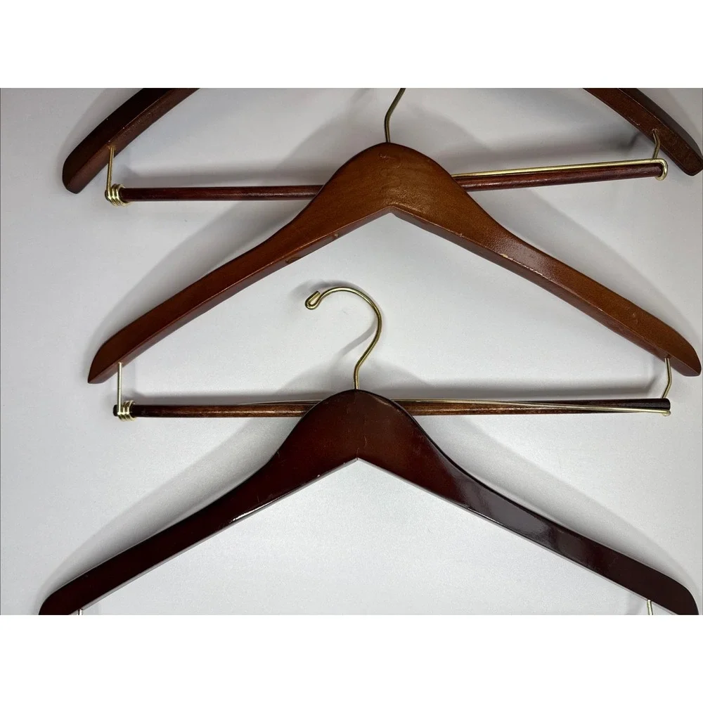 Lot of 3 VTG Macy's Wooden Hangers Brown for Pants Suit Jacket Suits Shirt Coat
